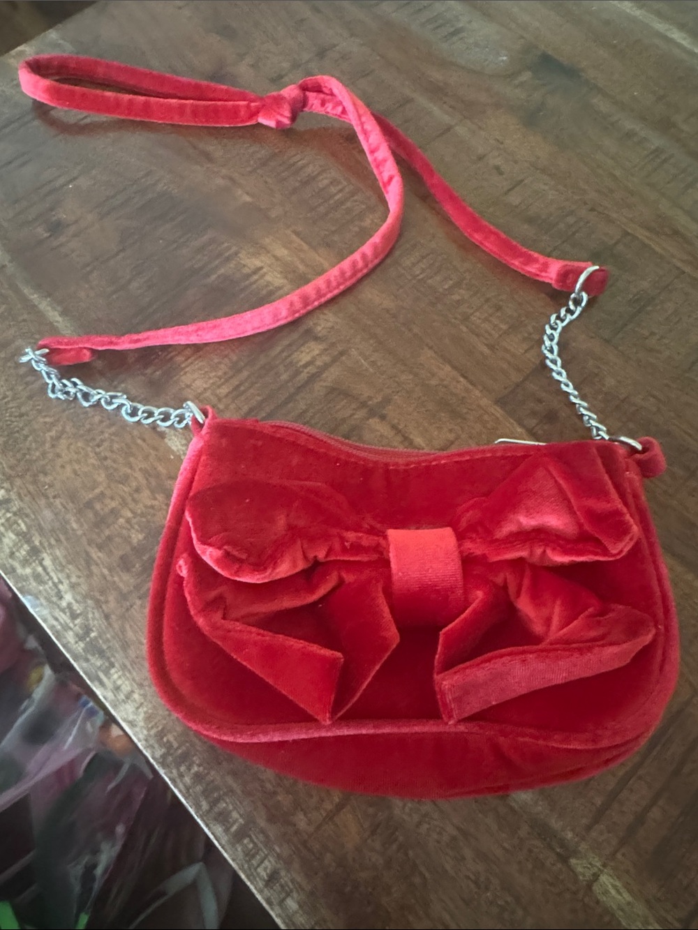 Red Velvet Bow Crossbody Bag little girls